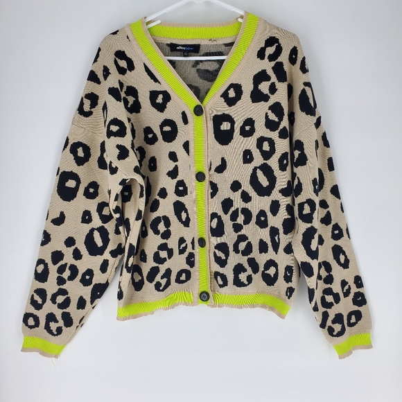 Alice Blue Sweaters - NWOT Alice blue cheetah cardigan sweater neon